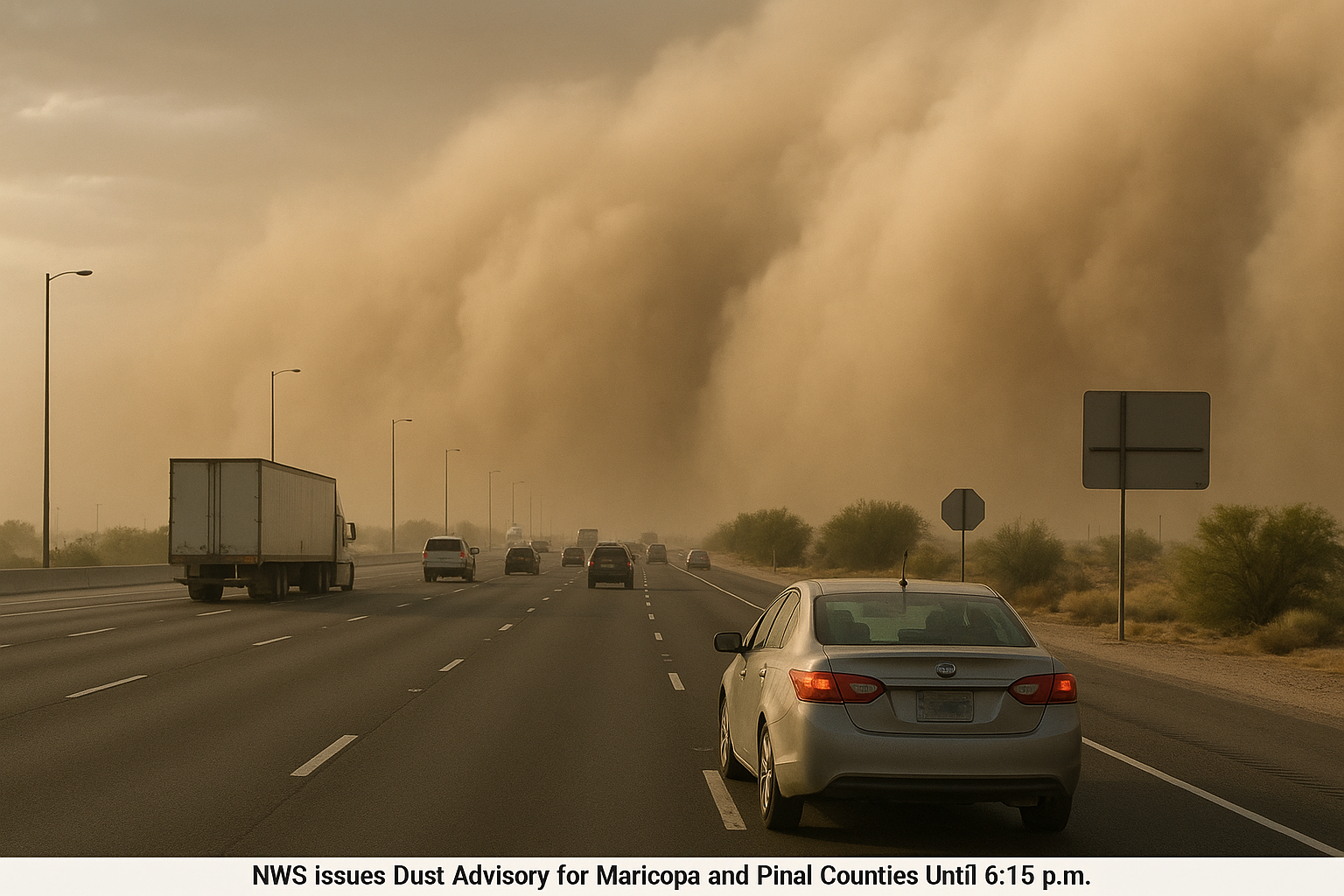 NWS Issues Dust Advisory for Maricopa and Pinal Counties Until 6:15 p.m.. A strong outflow boundary is pushing blowing dus…