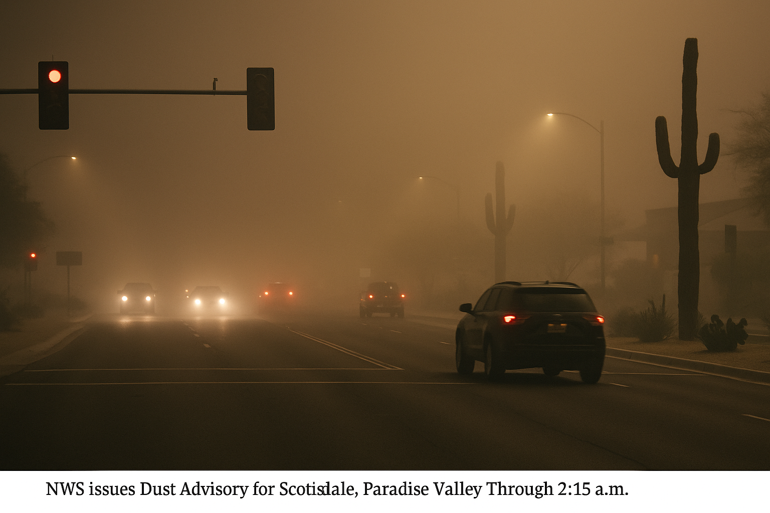 NWS Issues Dust Advisory for Scottsdale, Paradise Valley Through 2:15 a.m.. A wall of dust moving northwest at 40 mph cut …
