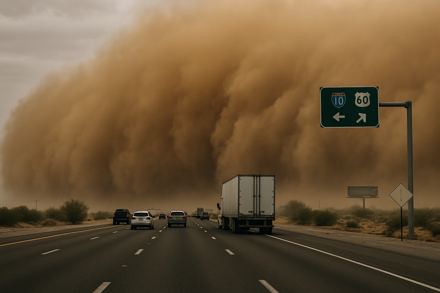 NWS Issues Dust Storm Warning for I-10, US-60 Corridors West of Phoenix. A wall of dust moving west at 30 mph cut visibili…