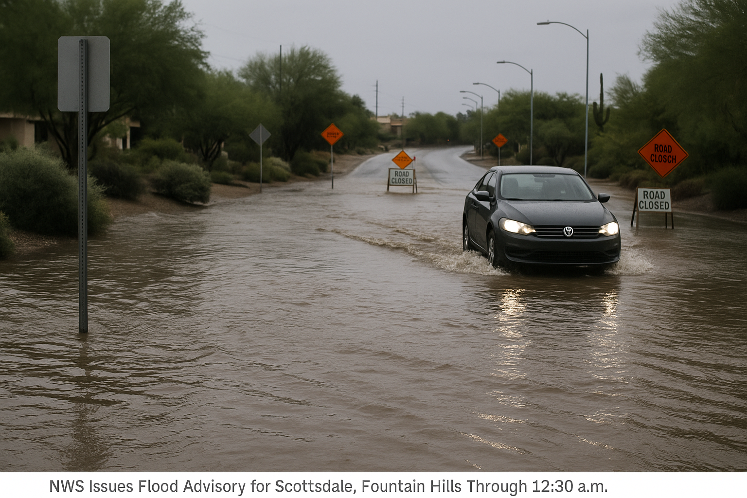 NWS Issues Flood Advisory for Scottsdale, Fountain Hills Through 12:30 a.m.. The National Weather Service warns of minor f…