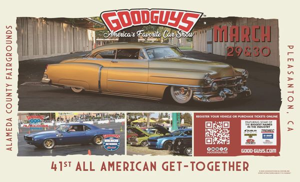 of a sunlit parking lot with classic American cars on display under a clear blue sky, no people, no text