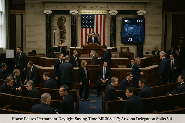 House Passes Permanent Daylight Saving Time Bill 308-117; Arizona Delegation Splits 5-4 Against. The Sunshine Protection A…