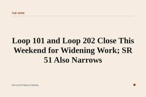 Loop 101 and Loop 202 Close This Weekend for Widening Work; SR 51 Also Narrows. Four separate ADOT construction projects w…