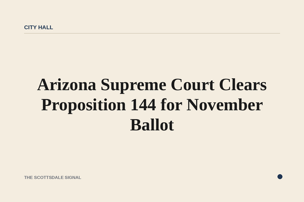 Arizona Supreme Court Clears Proposition 144 for November Ballot. A 5-2 ruling keeps the election-law package intact, sett…