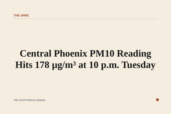 of a hazy Phoenix skyline at night, orange-tinted sky, no people, no text