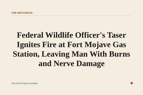 Federal Wildlife Officer's Taser Ignites Fire at Fort Mojave Gas Station, Leaving Man With Burns and Nerve Damage. New wit…