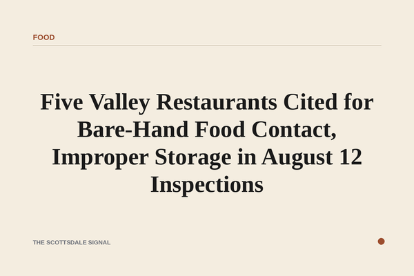 Five Valley Restaurants Cited for Bare-Hand Food Contact, Improper Storage in August 12 Inspections. Maricopa County inspe…