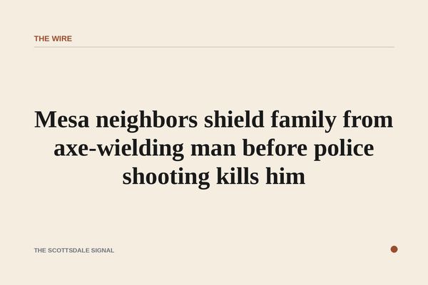 Mesa neighbors shield family from axe-wielding man before police shooting kills him. Resident Josh Schweikart called 911 a…