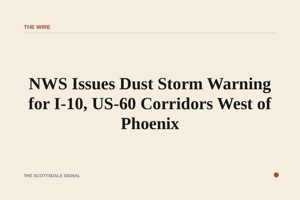 Wide desert highway at night, headlights barely visible through a thick brown wall of dust, no people, no text