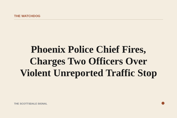 Phoenix Police Chief Fires, Charges Two Officers Over Violent Unreported Traffic Stop. Officers Luis Vasquez Jr. and Anton…