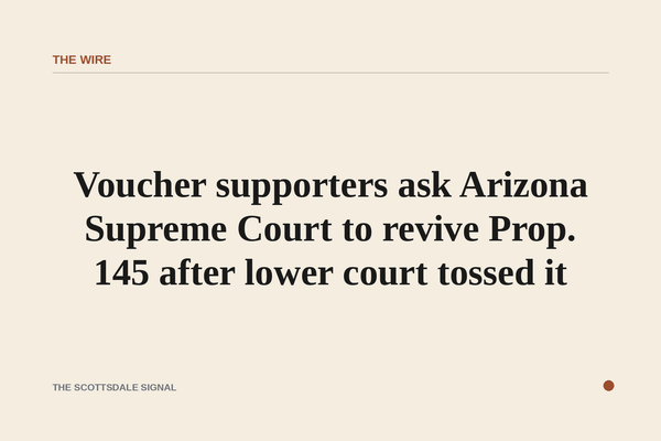Voucher supporters ask Arizona Supreme Court to revive Prop. 145 after lower court tossed it. Attorney Thomas Basile argue…
