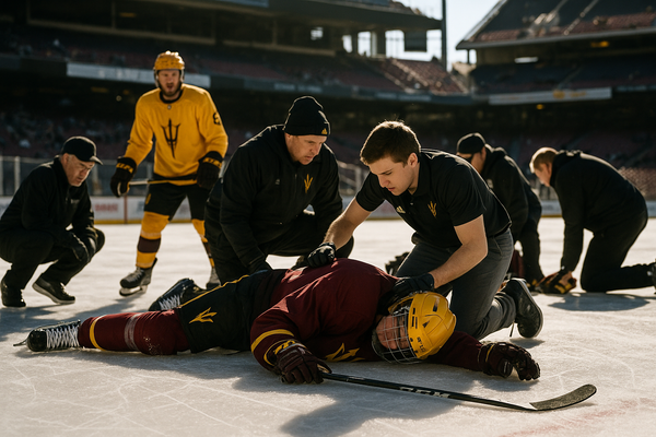ASU Sun Devil Hockey Player Remains Hospitalized After Collapsing During Workout. A member of the Sun Devil Hockey team co…