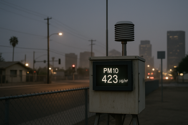 Central Phoenix Air Monitor Records PM10 at 423 UG/M3 at 4 a.m. Monday. Maricopa County Air Quality Department data shows …