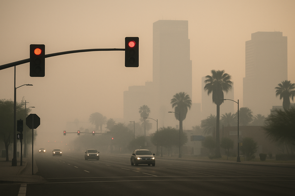Central Phoenix PM10 Reading Hits 704 UG/M3 at 4 a.m. Sunday. Maricopa County Air Quality Department monitoring shows a sh…