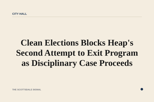 Clean Elections Blocks Heap's Second Attempt to Exit Program as Disciplinary Case Proceeds. The Citizens Clean Elections C…