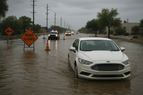FLOOD WARNING: NWS Issues Severe Alert for Maricopa County Until 3 a.m.. Between 2 and 4 inches of rain have already falle…