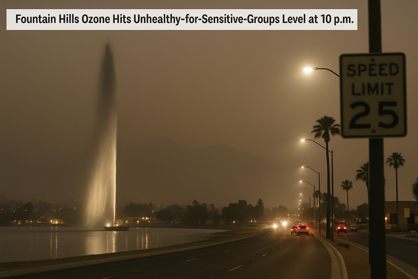 Fountain Hills Ozone Hits Unhealthy-for-Sensitive-Groups Level at 10 p.m. Thursday. The Maricopa County Air Quality Depart…