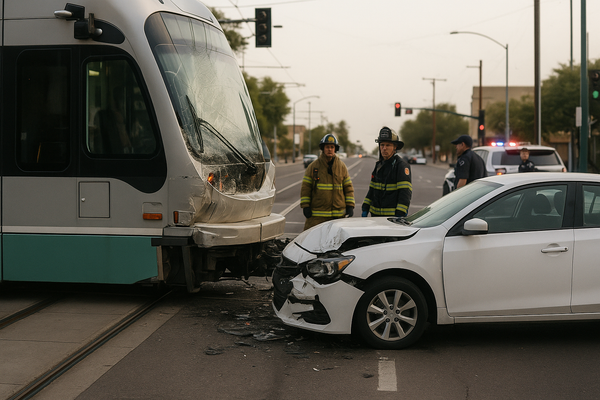 Light Rail Collision at 7th Avenue and Camelback Sends 3 to Hospital Monday Morning. Two train passengers and a car driver…