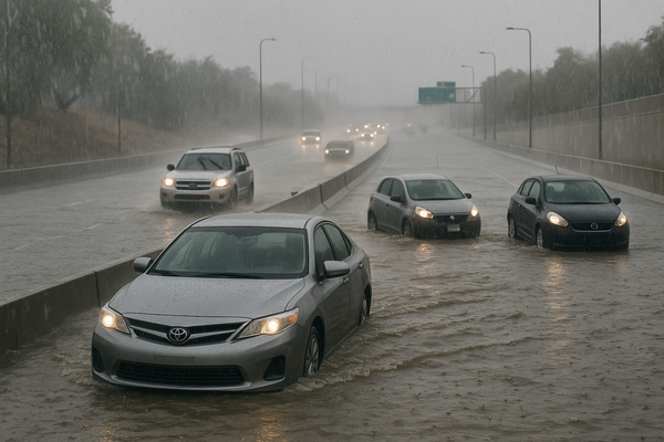 Monsoon Downpour Strands Cars in 2 Feet of Water Near Loop 101 in Scottsdale. Heavy rain flooded Scottsdale roads in secon…