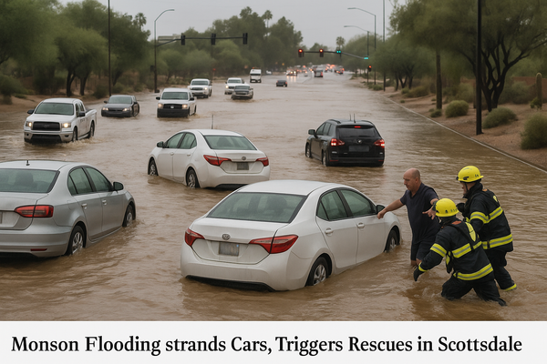 Monsoon Flooding Strands Cars, Triggers Rescues in Scottsdale and Mesa. Heavy rain swamped roads in both cities Wednesday …