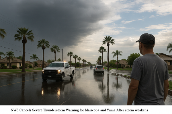 NWS Cancels Severe Thunderstorm Warning for Maricopa and Yuma After Storm Weakens. The National Weather Service let a warn…