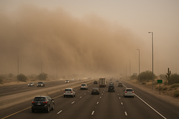 NWS Issues Dust Advisory for Maricopa County Until 11 p.m., US 60 Affected. A wall of dust moving northwest at 35 mph cut …