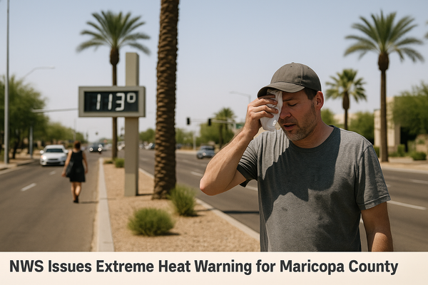 NWS Issues Extreme Heat Warning for Maricopa County Through Thursday. Afternoon highs of 108 degrees are forecast Tuesday …