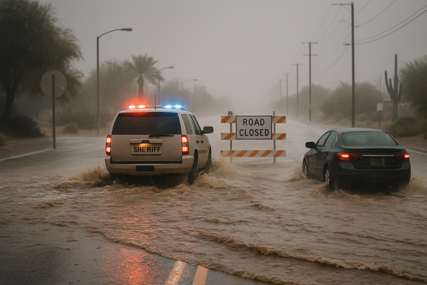 NWS Issues Flash Flood Warning for Maricopa County Through 1 a.m.. Thunderstorms dropped up to 1.5 inches of rain across t…