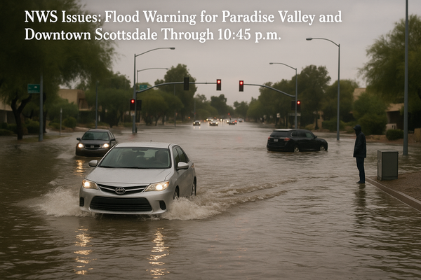 NWS Issues Flood Warning for Paradise Valley and Downtown Scottsdale Through 10:45 p.m.. Indian Bend Wash rose above alarm…