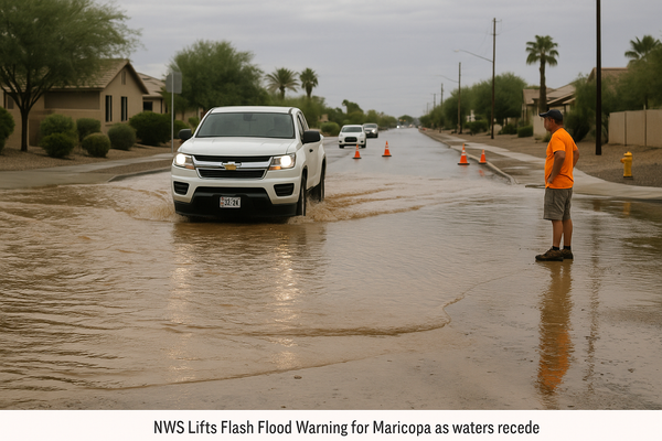 NWS Lifts Flash Flood Warning for Maricopa as Waters Recede. The National Weather Service canceled a flash flood warning f…