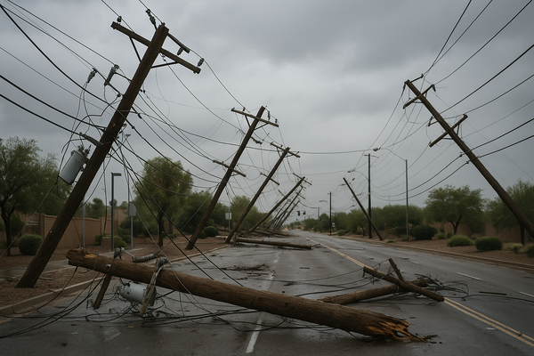 Overnight Monsoon Topples 42 Power Poles, Knocks Out Power to 22,000 APS Customers Across West Valley. High winds from a M…