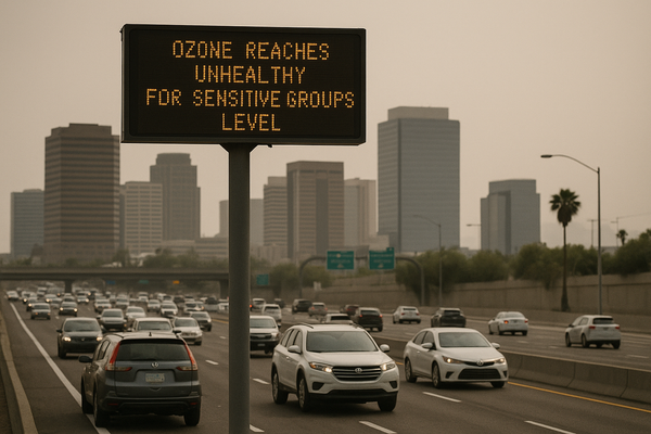 Ozone Reaches Unhealthy-for-Sensitive-Groups Level at Central Phoenix Monitor. Maricopa County Air Quality Department reco…