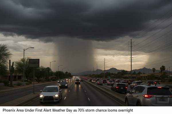Phoenix Area Under First Alert Weather Day as 70% Storm Chance Looms Overnight. Widespread showers and thunderstorms are e…