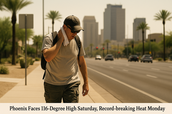 Phoenix Faces 116-Degree High Saturday, Record-Breaking Heat Through Monday. An Extreme Heat Warning runs through Monday a…