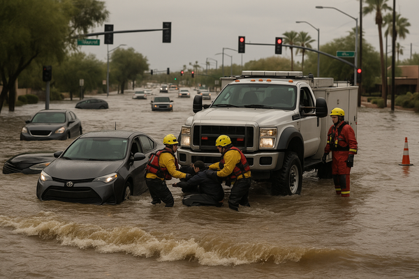 Scottsdale and Mesa Roads Flood After Sudden Storms, Prompting Water Rescues. Overnight downpours trapped cars in standing…