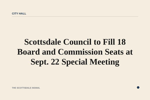 Scottsdale Council to Fill 18 Board and Commission Seats at Sept. 22 Special Meeting. Fifty-five nominees will interview b…