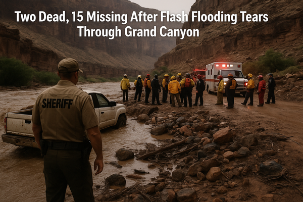 Two Dead, 15 Missing After Flash Flooding Tears Through Grand Canyon. The National Park Service has recovered two bodies n…