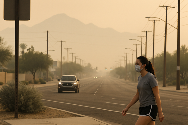 West Phoenix Ozone Hits 74 PPB at 7 p.m., Crossing Sensitive-Groups Threshold. Maricopa County Air Quality Department data…