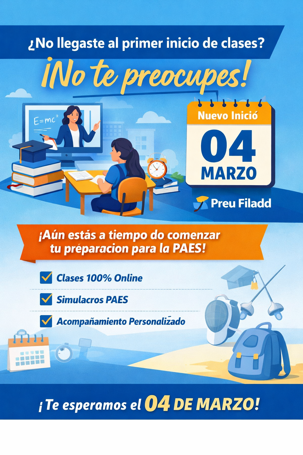 Inicio de clases en Preu Filadd: ¡No te preocupes si no llegaste al primer inicio!