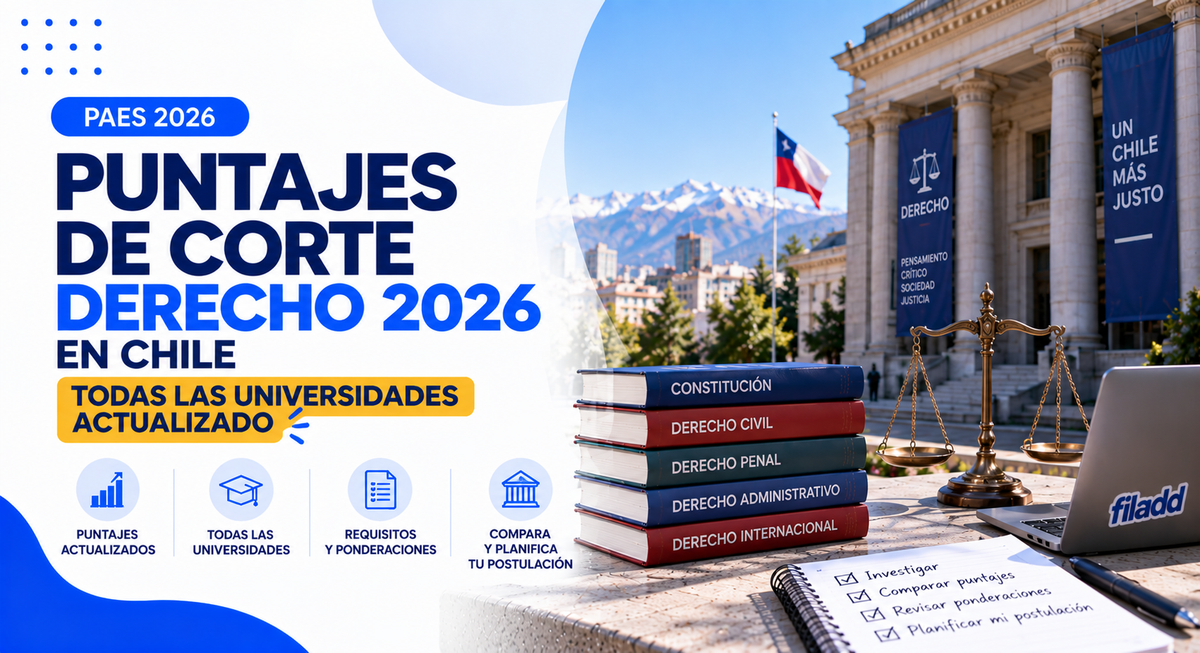 Puntajes de Corte Derecho 2026 en Chile: Todas las Universidades Actualizado