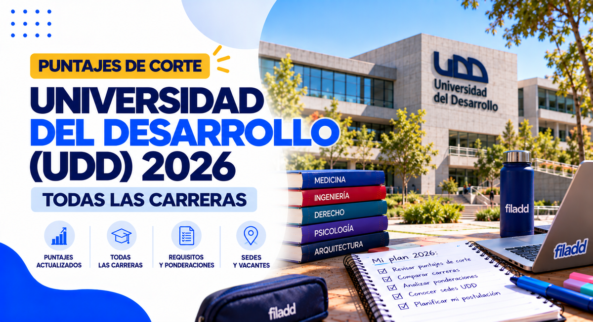 Puntajes de Corte Universidad del Desarrollo (UDD) 2026: Todas las Carreras