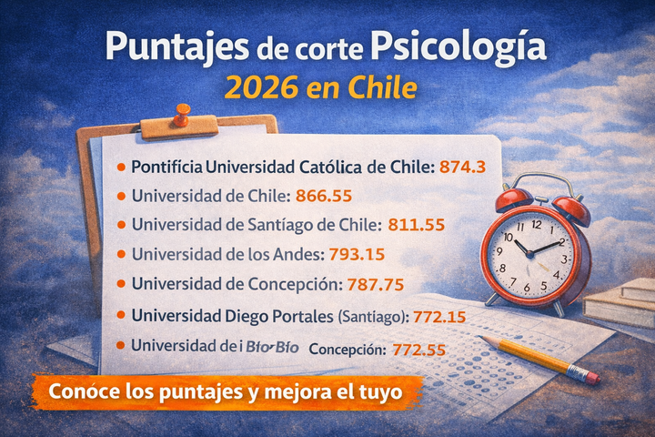 Puntajes de corte Psicología 2026 en Chile - actualizado