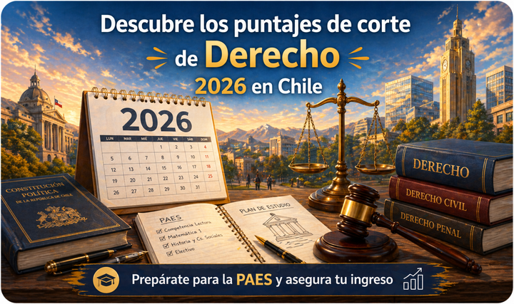 Puntajes de corte Derecho 2026 en Chile - actualizado