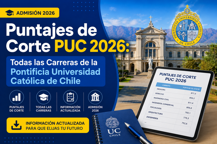 Puntajes de Corte PUC 2026: Todas las Carreras de la Pontificia Universidad Católica de Chile