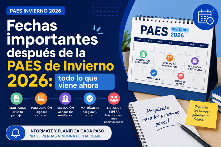 Fechas importantes después de la PAES de Invierno 2026: todo lo que viene ahora