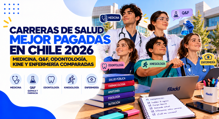 Carreras de Salud Mejor Pagadas en Chile 2026: Medicina, Q&F, Odontología, Kine y Enfermería Comparadas