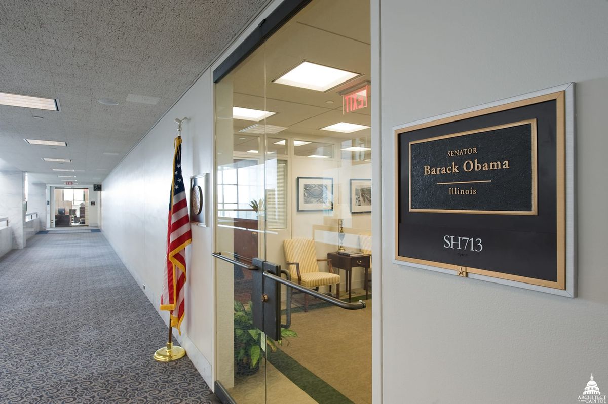 Then-Senator Obama's door sign outside his Senate office. 
