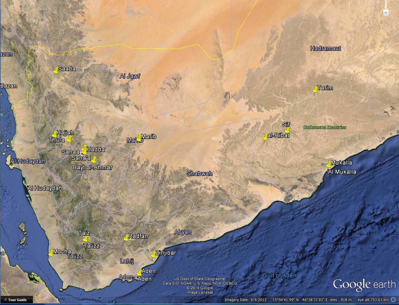 Places mentioned in "Yemen: Dancing on the Heads of Snakes"