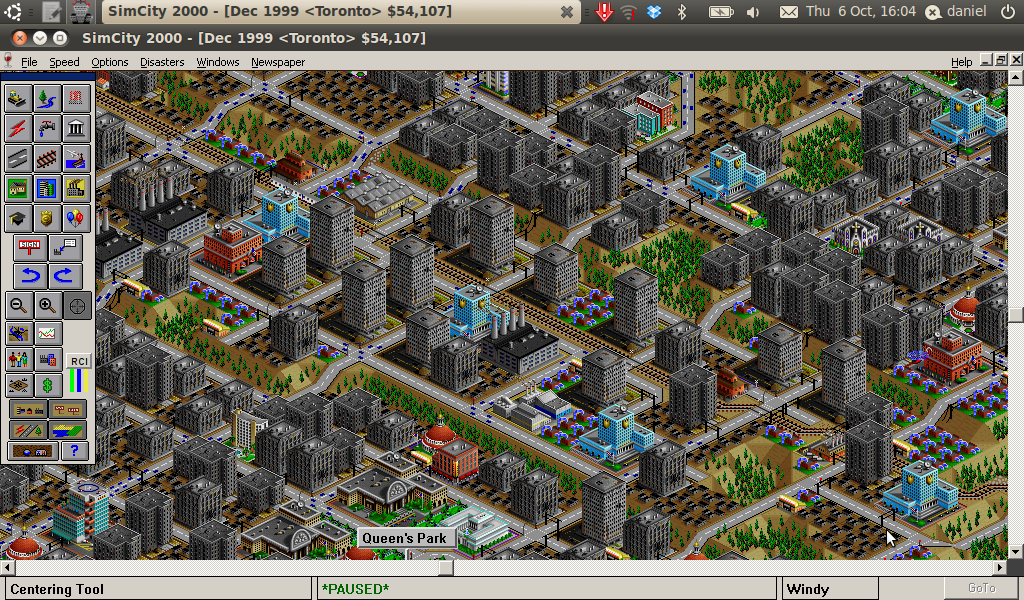 View of partially deserted city