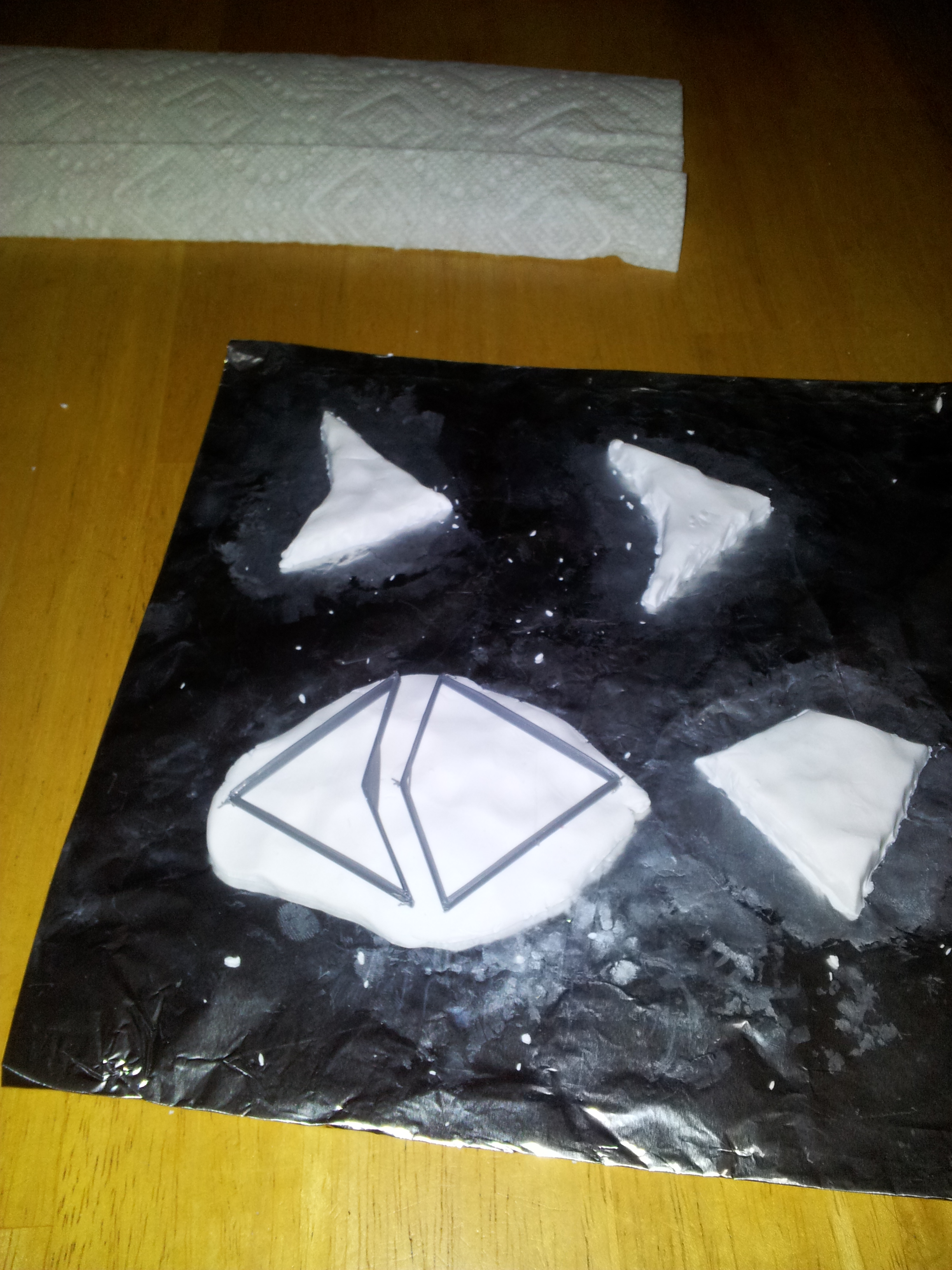 Printed outline with modelling clay